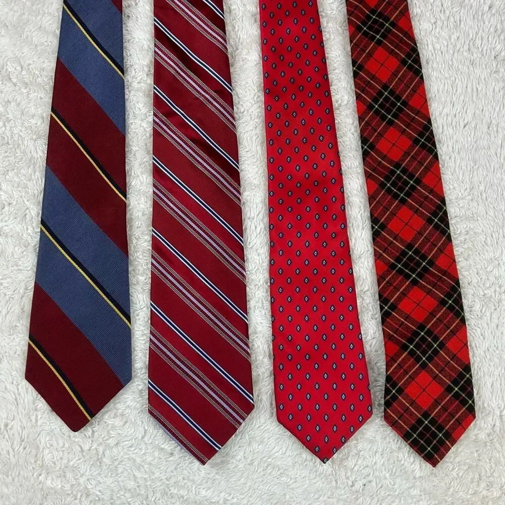 Red‎ and gold necktie lot - bundle of 7 ties silk
